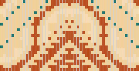 Tribal Art Abstract Geometric Pattern With Stripes Linesfolk Embroidery, Aztec Geometric Ornament Print. Design for Carpet, Wallpaper, Clothing, Wrapping, Fabric