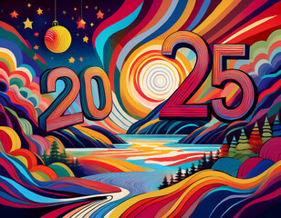 Obraz premium Happy New Year 2025 Concept