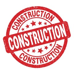 CONSTRUCTION text written on red round stamp sign.