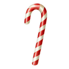 Fototapeta premium Candy cane illustration with red and white stripes isolated on transparent background.
