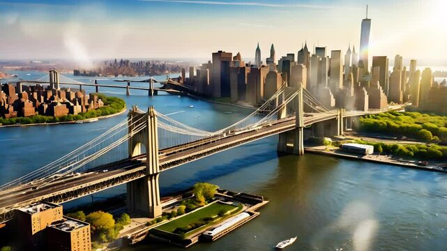 bridge over the river, Smooth looping video 
