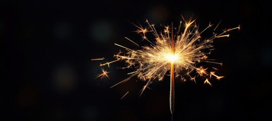Fototapeta premium A Single Sparkler Burning Bright Against a Dark Background