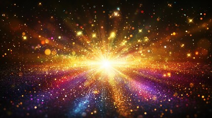 Fototapeta premium Cosmic explosion illuminating star-studded sky, galaxy's glow dancing in nebula night
