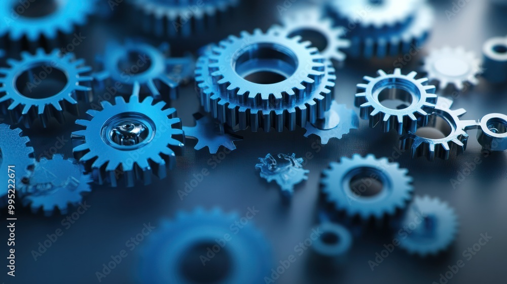 Poster a series of interconnected gears spanning across a timeline symbolizing the seamless exeion and grow