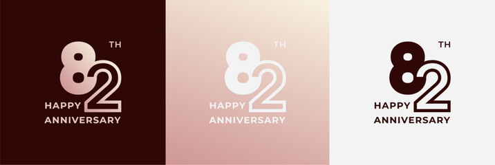 Naklejka premium Logo 82th, 82 years anniversary, Creative design template for celebration, birthday, greeting. Editable file
