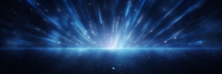 Obraz premium Abstract blue light rays converging on a dark surface