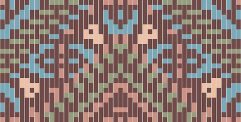 Indian Geometric Patterns Mathfolk Embroidery, Aztec Geometric Ornament Print. Design for Carpet, Wallpaper, Clothing, Wrapping, Fabric