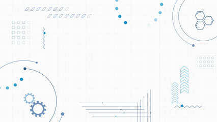 テクノロジー、IT、電子回路、医療などをイメージした抽象的なイラスト　白背景