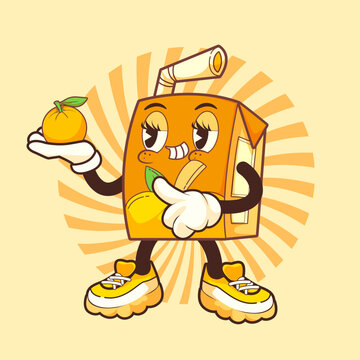 ORANGE JUICE BOX VINTAGE MASCOT CHARACTER