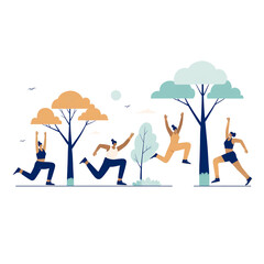 World Health Day. i.llustration tempale with leading an active healthy lifestyle. Design element.