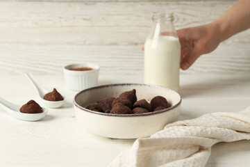 Chocolate truffles, concept of delicious sweet food