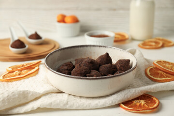 Chocolate truffles, concept of delicious sweet food
