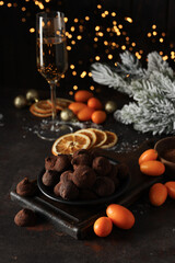 Chocolate truffles, concept of delicious sweet food