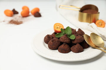 Chocolate truffles, concept of delicious sweet food