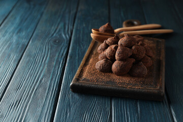 Chocolate truffles, concept of delicious sweet food