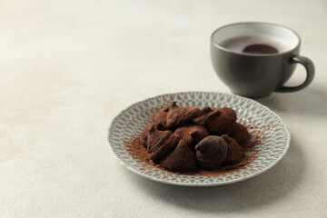 Chocolate truffles, concept of delicious sweet food