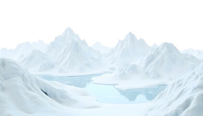 Fototapeta premium Snowy landscape isolated on a white background