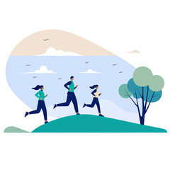 World Health Day. i.llustration tempale with leading an active healthy lifestyle. Design element.