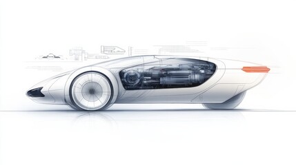 Futuristic Car Design with Transparent Engine View