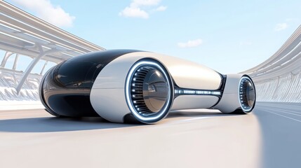 Futuristic Concept Car in Modern Urban Environment
