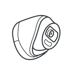 Linear vector icon of a corner camera on the court. Simple black and white illustration in line art style. Ideal for sports, tennis matches, and broadcasting-related designs.