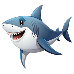 Obraz premium Cartoon Shark in Flat Style on Transparent Background