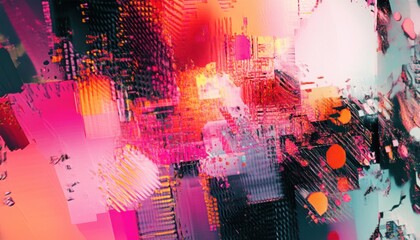 Naklejka premium Abstract Digital Art with Pink, Red, and Orange Colors