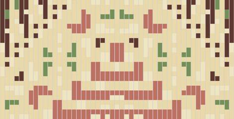 Pixel Geometric Watercolor Ikat Patternfolk Embroidery, Aztec Geometric Ornament Print. Design for Carpet, Wallpaper, Clothing, Wrapping, Fabric