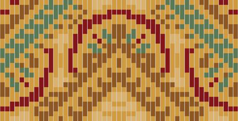 Pixel Art Abstract Islamic Geometric Pattern Backgroundfolk Embroidery, Aztec Geometric Ornament Print. Design for Carpet, Wallpaper, Clothing, Wrapping, Fabric