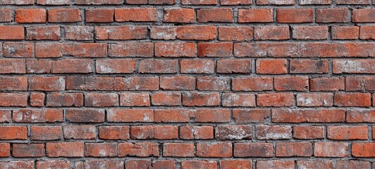 Fototapeta premium Seamless of Dark Brown Or Red Old Brick Wall, Panorama. Brickwork Background Or Texture. Copy Space For Text Or Banner. , isolated on white background, , copy space for text,