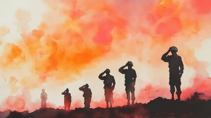 A group of soldiers are standing on a hill