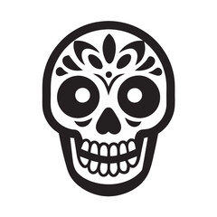 Sugar skull silhouette vector illustration