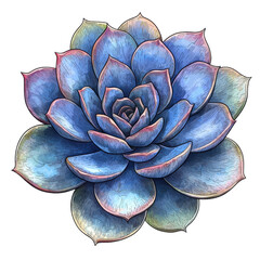 Obraz premium Vibrant Blue Succulent Flower in Detailed Illustration