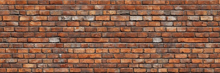 Fototapeta premium Seamless of Vintage exposed brown and red old brick wall. Brickwork textured background and long brown banner. , isolated on white background, , copy space for text,