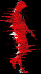 Full-length Urban Character in Streetwear Composed of Overlapping Shapes and/or Letters That Create Depth, Texture and Movement