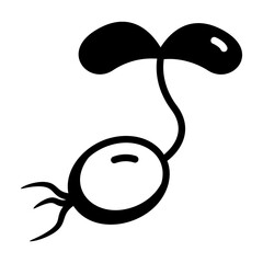 A sketchy icon of sprouting seed 