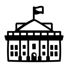 Doodle style icon of white house 