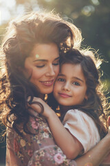 Fototapeta premium Adorable Mother Daughter Bond: Casual Happiness in Life Concept