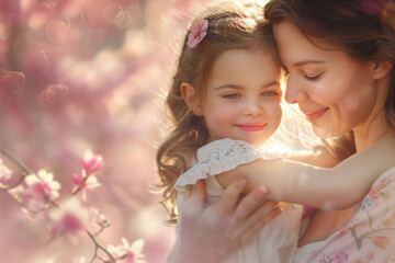 Obraz premium Adorable Mother Daughter Bond: Casual Happiness in Life Concept