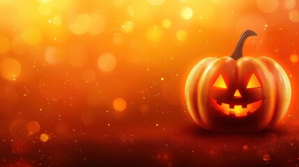 Happy halloween with pumpkin on bokeh background with copy space