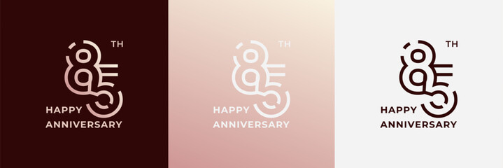 Logo 85th, 85 years anniversary, Creative design template for celebration, birthday, greeting and invitation. Editable file
