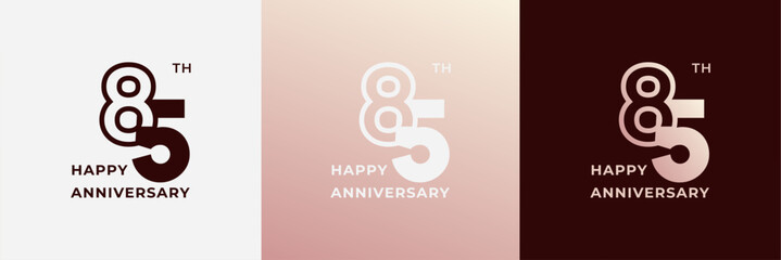 Logo 85th, 85 years anniversary, design template for celebration, birthday, greeting and invitation. Editable file