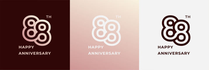Logo 88th, 88 years anniversary, Creative design template for celebration, greeting and invitation. Editable file