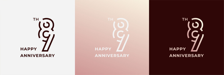 Logo 89th, 89 years anniversary, Creative design template for celebration, birthday, greeting and invitation. Editable file