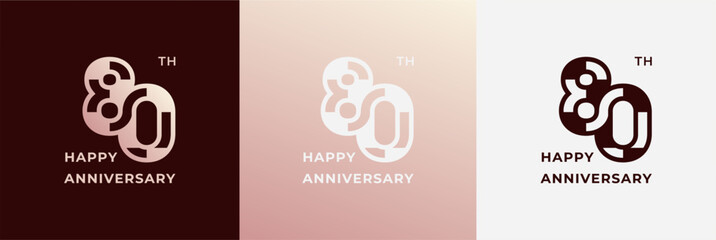 Logo 80th, 80 years anniversary, Creative design template for celebration, greeting, birthday and invitation. Editable file