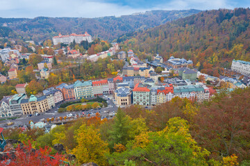 Townscape of Karlovy Vary (Carlsbad) in  Czech Republic.