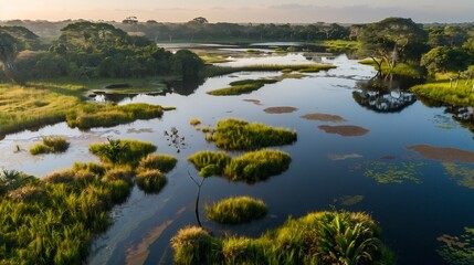Obraz premium Structured vector focusing the effects of climate change on tropical forest into savanna transitions