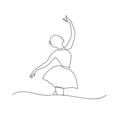 Ballet dancer vector design. Hand-drawn one line illustration of ballet dancer.
