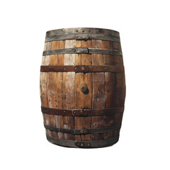 Obraz premium Old metal and wood barrel, isolated, transparent background, png