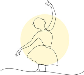 Ballet dancer vector design. Hand-drawn one line illustration of ballet dancer.